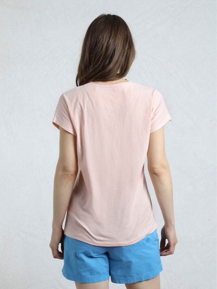Weird Fish Pink Adventure Awaits Slub Graphic 100% Organic Cotton T-Shirt - Image 2 of 6