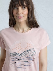 Weird Fish Pink Adventure Awaits Slub Graphic 100% Organic Cotton T-Shirt - Image 4 of 6