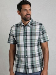 Белый/серый - Weird Fish Judd Short Sleeve 100% Cotton Check Shirt - Изображение 1 из 1