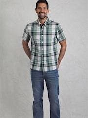 Weird Fish White/Grey Judd Short Sleeve 100% Cotton Check Shirt - Image 3 of 7