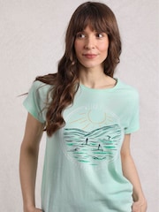 Weird Fish Green Adventure Awaits Slub Graphic 100% Organic Cotton T-Shirt - Image 1 of 6