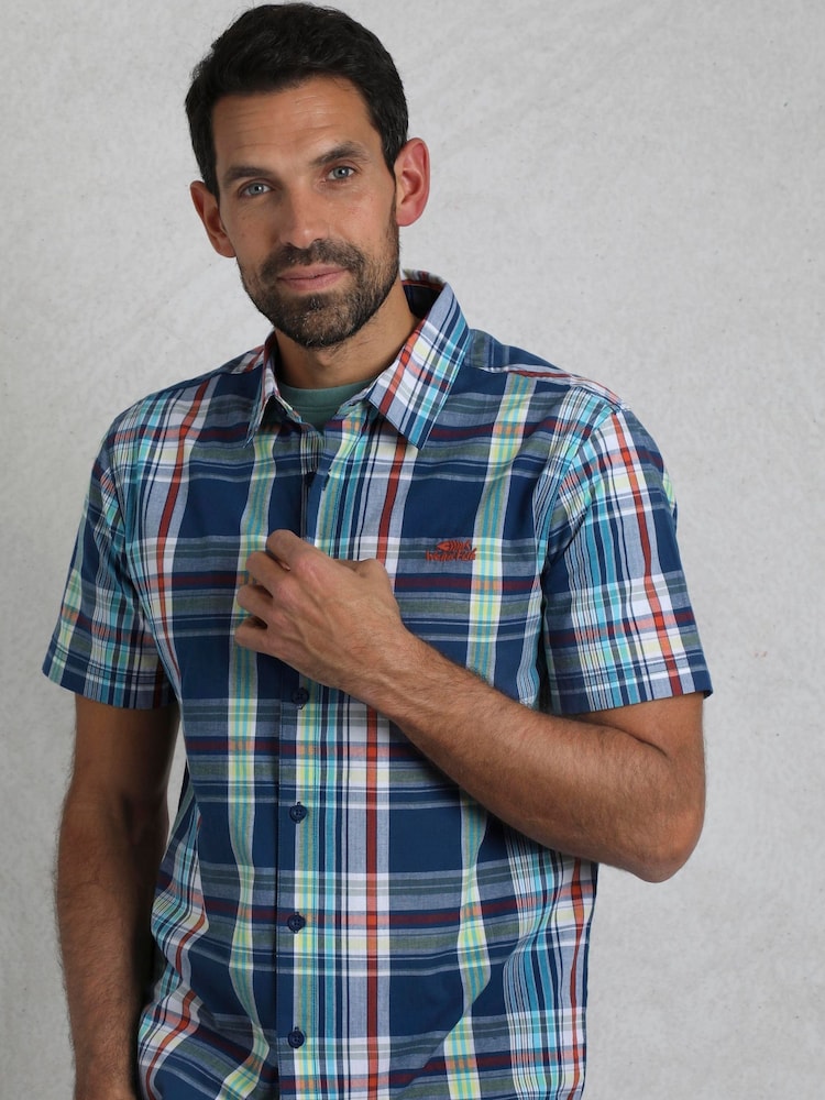 Цвет морской волны - Weird Fish Judd Short Sleeve 100% Cotton Check Shirt - Изображение 1 из 5