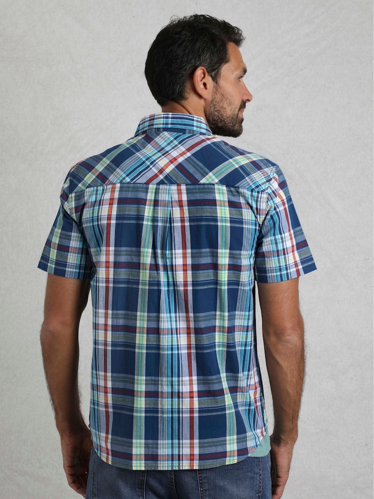 Цвет морской волны - Weird Fish Judd Short Sleeve 100% Cotton Check Shirt - Изображение 2 из 5