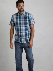 Цвет морской волны - Weird Fish Judd Short Sleeve 100% Cotton Check Shirt - Изображение 3 из 5
