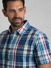 Цвет морской волны - Weird Fish Judd Short Sleeve 100% Cotton Check Shirt - Изображение 4 из 5