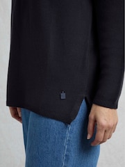 Weird Fish Blue Dalla Knitted 100% Cotton Crew Jumper - Image 4 of 6