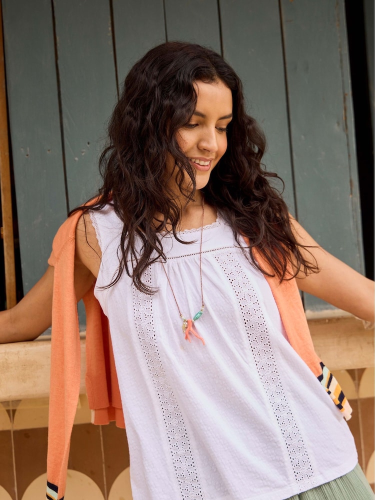 Weird Fish White Chelle Square Neck Jersey 100% Organic Cotton Vest - Image 1 of 10