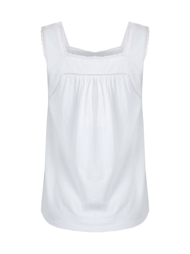 Weird Fish White Chelle Square Neck Jersey 100% Organic Cotton Vest - Image 10 of 10