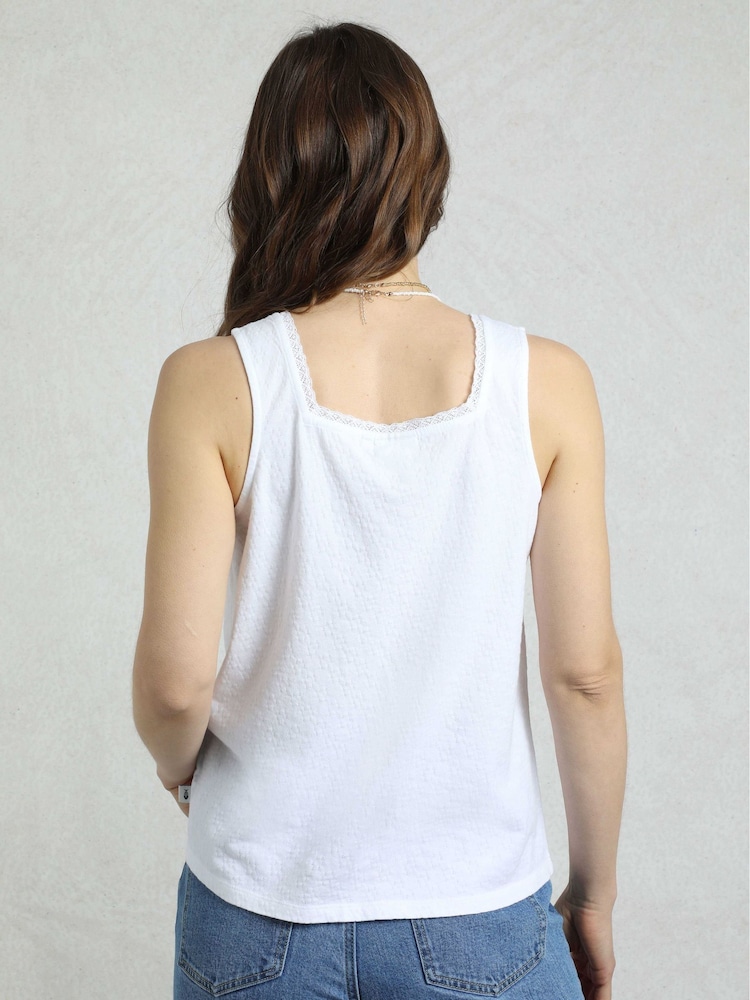 Weird Fish White Chelle Square Neck Jersey 100% Organic Cotton Vest - Image 2 of 10
