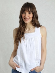 Weird Fish White Chelle Square Neck Jersey 100% Organic Cotton Vest - Image 5 of 10