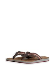 Weird Fish Brown Malham Leather Look Flip Flop Slippers - Image 1 of 3