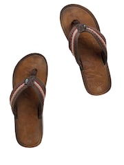 Weird Fish Brown Malham Leather Look Flip Flop Slippers - Image 2 of 3