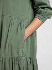 Серый - Weird Fish Margo Seersucker Tiered Midi Dress - Изображение 4 из 7
