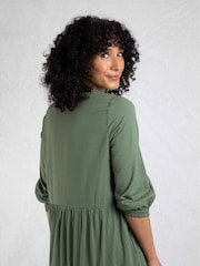 Серый - Weird Fish Margo Seersucker Tiered Midi Dress - Изображение 5 из 7