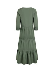 Серый - Weird Fish Margo Seersucker Tiered Midi Dress - Изображение 7 из 7