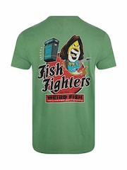 Weird Fish Green Fish Fighters Heritage Wash Artist 100% Cotton T-Shirt - Image 6 of 6