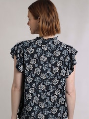 Weird Fish Black Lucetta Viscose Crepe Printed Blouse - Image 2 of 7