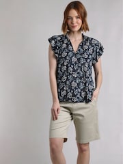 Weird Fish Black Lucetta Viscose Crepe Printed Blouse - Image 3 of 7