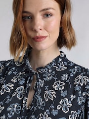 Weird Fish Black Lucetta Viscose Crepe Printed Blouse - Image 4 of 7