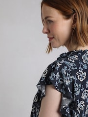 Weird Fish Black Lucetta Viscose Crepe Printed Blouse - Image 5 of 7