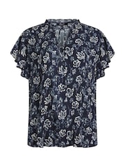Weird Fish Black Lucetta Viscose Crepe Printed Blouse - Image 6 of 7