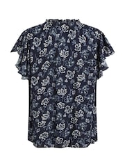Weird Fish Black Lucetta Viscose Crepe Printed Blouse - Image 7 of 7
