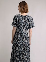 Weird Fish Black Everly Viscose Printed Tea Dress - Image 2 of 6