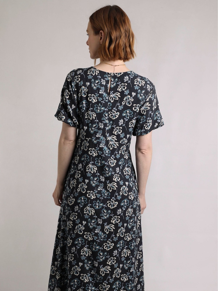 Weird Fish Black Everly Viscose Printed Tea Dress - Image 2 of 6