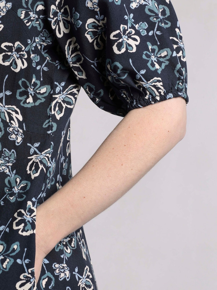 Weird Fish Black Everly Viscose Printed Tea Dress - Image 4 of 6