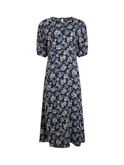 Weird Fish Black Everly Viscose Printed Tea Dress - Image 6 of 6