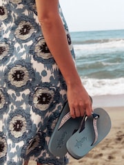 Weird Fish Aqua Blue Adila Braided Flip Flop Slippers - Image 1 of 4
