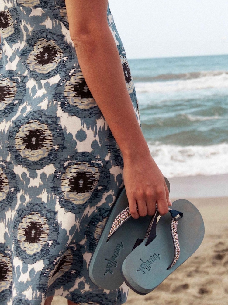 Weird Fish Aqua Blue Adila Braided Flip Flop Slippers - Image 1 of 4