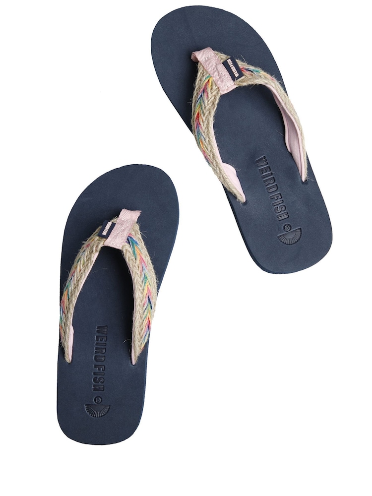 Weird Fish Aqua Blue Adila Braided Flip Flop Slippers - Image 2 of 3 Weird Fish Aqua Blue Adila Braided Flip Flop Slippers - Image 2 of 3