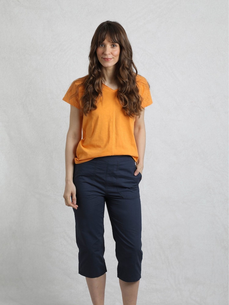 Weird Fish Blue Anyar 3 Quarter Ripstop 100% Cotton Trousers - Image 1 of 7