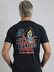 Albastru - Tricou Weird Fish Fish Fighters Heritage Wash Artist 100% din bumbac - Imaginea 2 din 7
