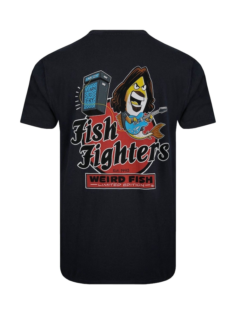 Albastru - Tricou Weird Fish Fish Fighters Heritage Wash Artist 100% din bumbac - Imaginea 7 din 7