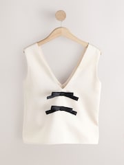 Cream Bow Back Detail Sleeveless Top - Image 1 of 4
