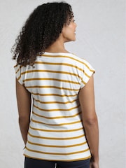 Weird Fish Yellow Bowe Striped 100% Organic Cotton Jersey Top - Image 2 of 6
