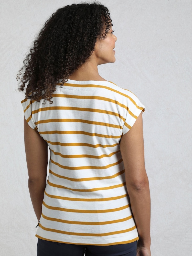 Weird Fish Yellow Bowe Striped 100% Organic Cotton Jersey Top - Image 2 of 6