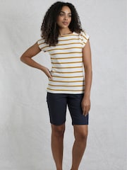Weird Fish Yellow Bowe Striped 100% Organic Cotton Jersey Top - Image 3 of 6