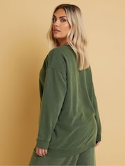 Yours Curve Green New York Slogan Sweatshirt - Image 3 of 5