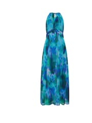 M&Co Blue Mesh Halter Maxi Dress - Image 6 of 6