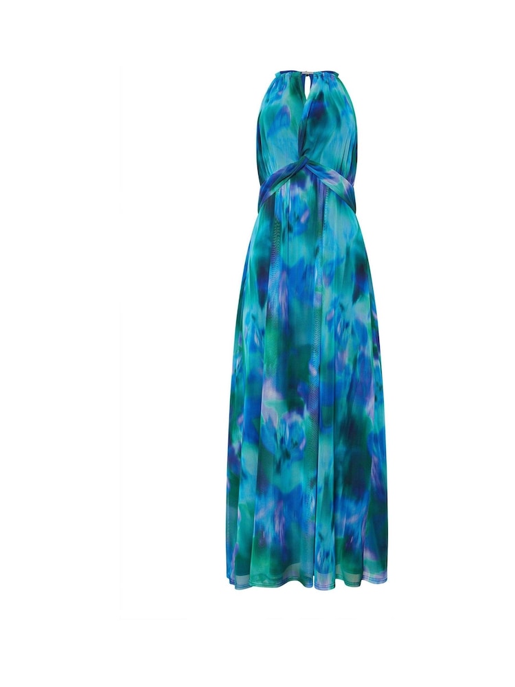M&Co Blue Mesh Halter Maxi Dress - Image 6 of 6