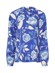 Long Tall Sally Blue Floral Half Button Shirt - Image 6 of 6