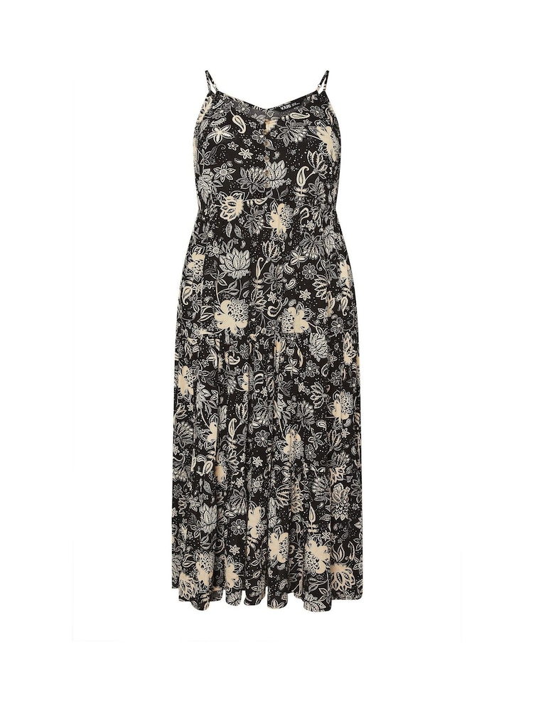 Yours Curve Black Tiered Crinkle Maxi Dress - Image 1 of 1