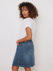 M&Co Blue Mid Wash Knee Denim Skirt - Image 3 of 5