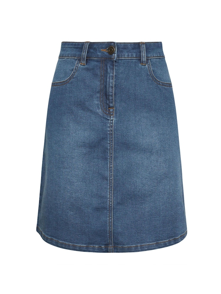 M&Co Blue Mid Wash Knee Denim Skirt - Image 5 of 5 M&Co Blue Mid Wash Knee Denim Skirt - Image 5 of 5