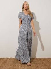 Long Tall Sally Blue Floral Print Tiered Maxi Dress - Image 1 of 5