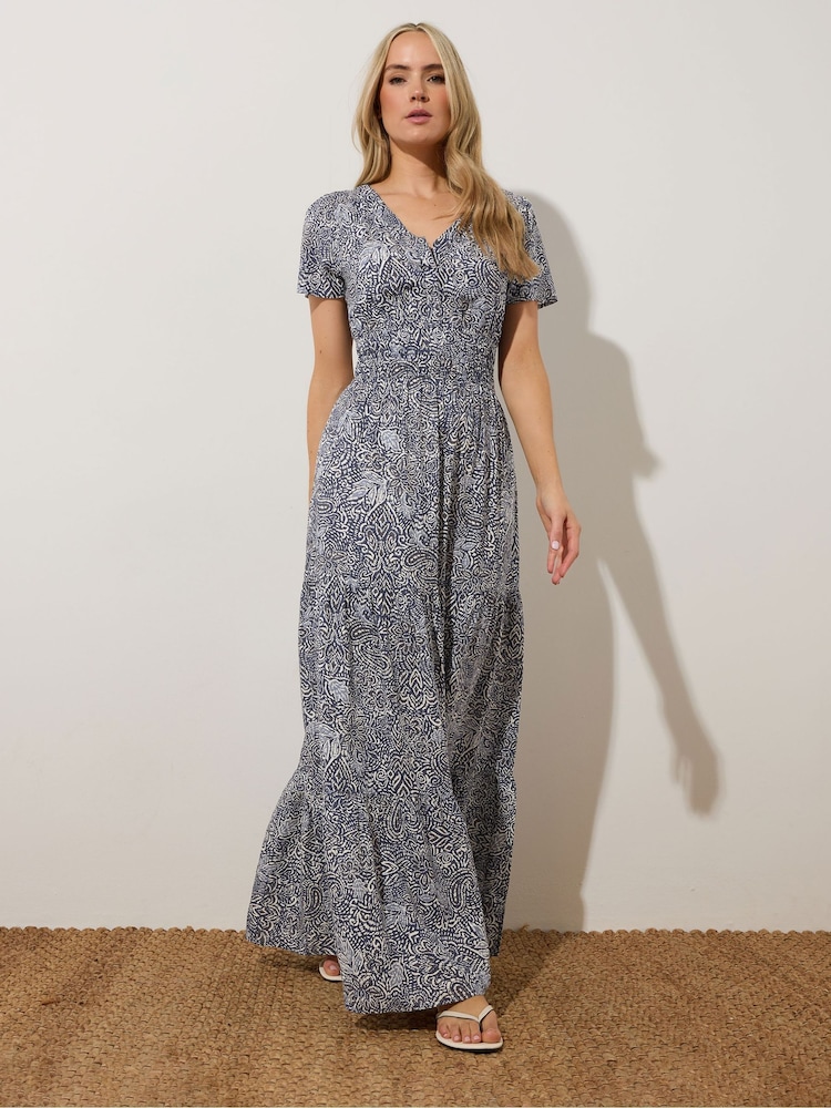Long Tall Sally Blue Floral Print Tiered Maxi Dress - Image 1 of 5