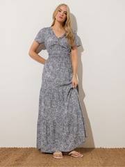 Long Tall Sally Blue Floral Print Tiered Maxi Dress - Image 2 of 5